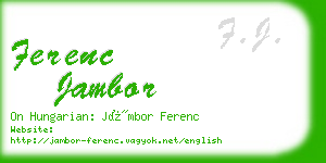 ferenc jambor business card